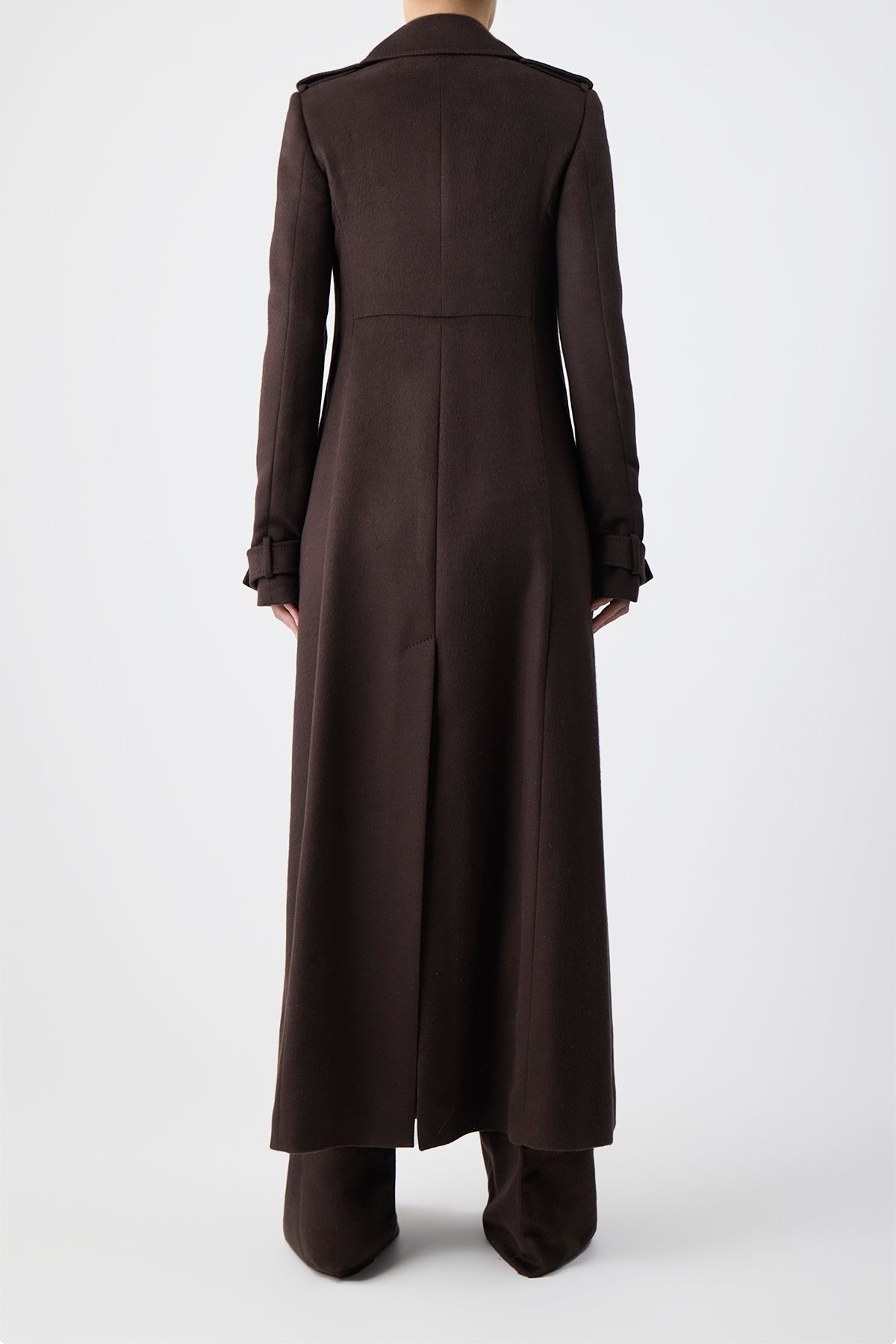 Houstt Trench Coat in Chocolate Winter Silk - 4