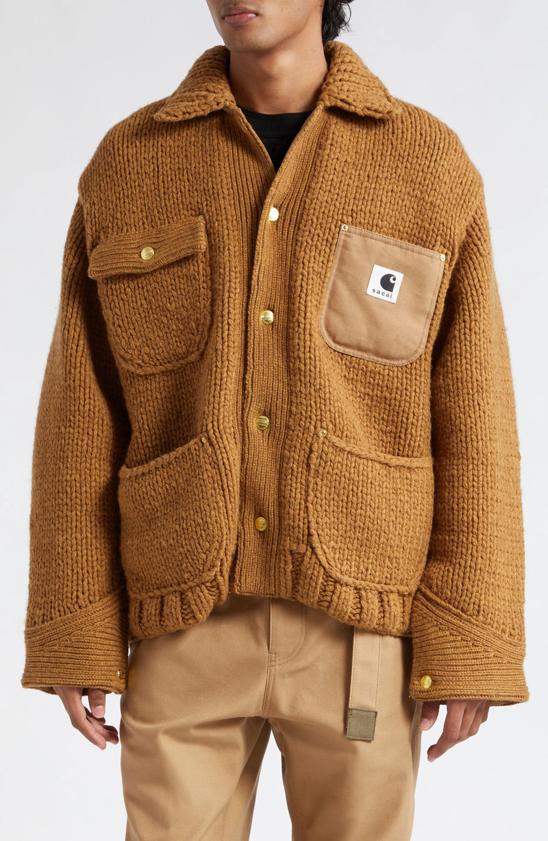 Carhartt WIP Logo Patch Wool Blend Knit Jacket 1