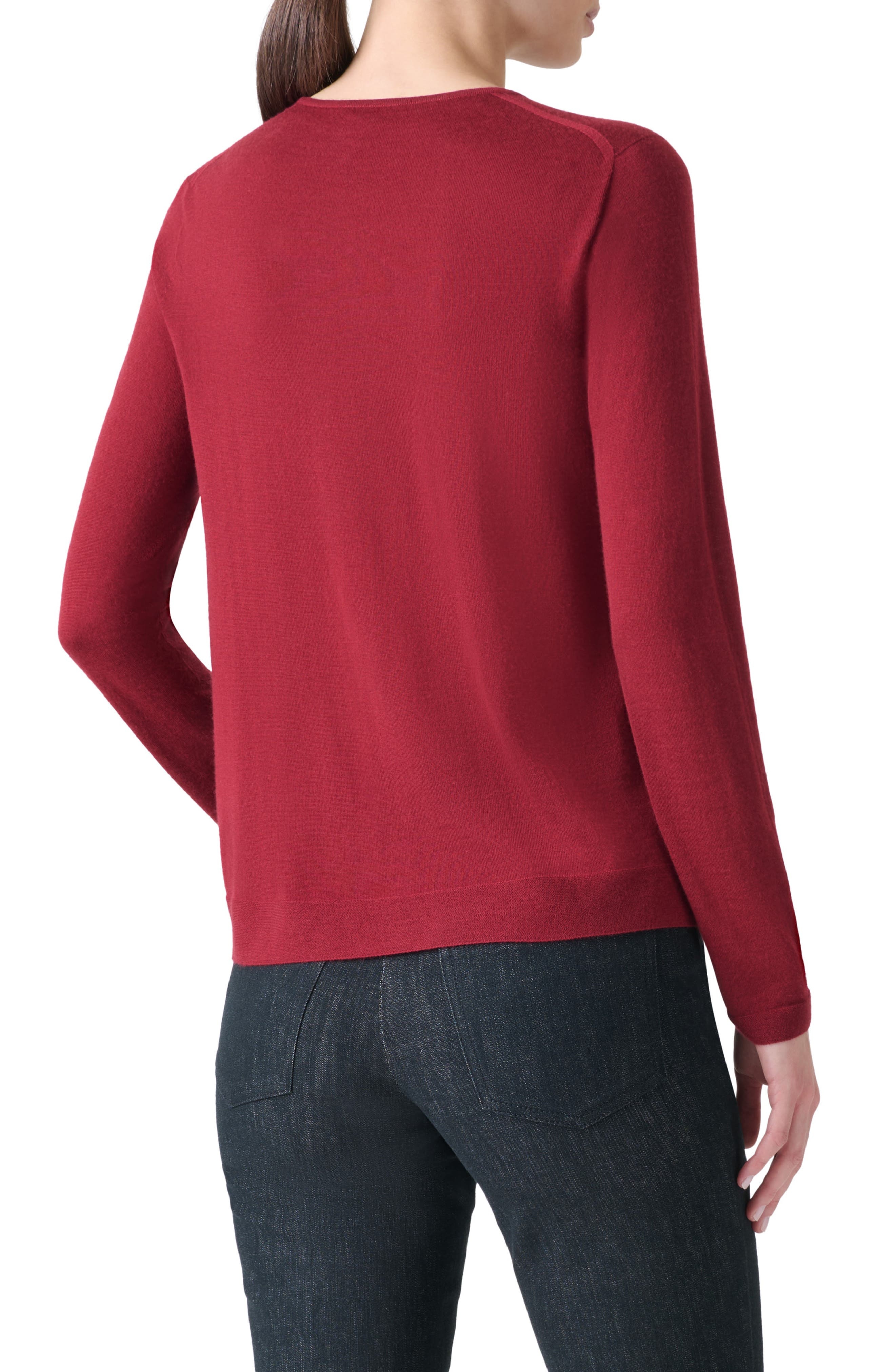 Akris Fine Guage Cashmere & Silk Crewneck Sweater in Ruby Red at Nordstrom - 2