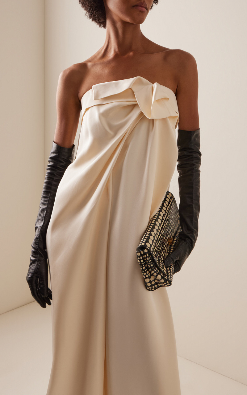 Manuela Bow-Detailed Silk-Satin Gown ivory 3