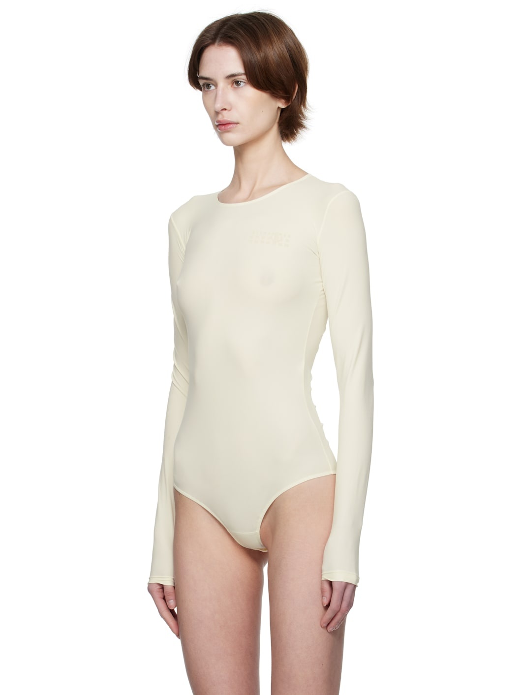Beige Lycra Jersey Bodysuit - 4