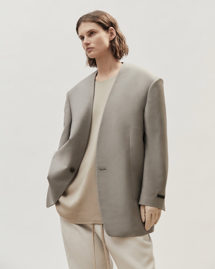 Wool Mohair Lapelless Jacket - 10