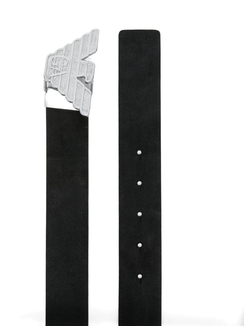 EMPORIO ARMANI eagle-buckle leather belt outlook