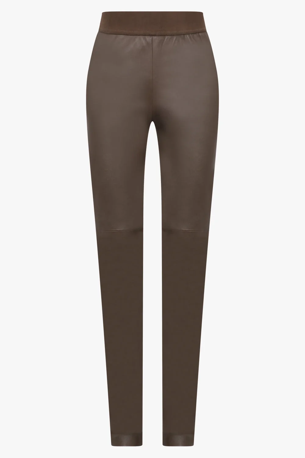 LONG LEATHER LEGGINGS | DARK OLIVE - 1