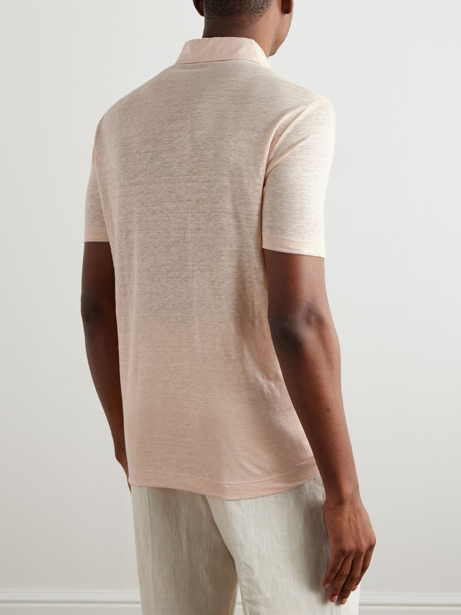 Linen Polo Shirt Orange - 3