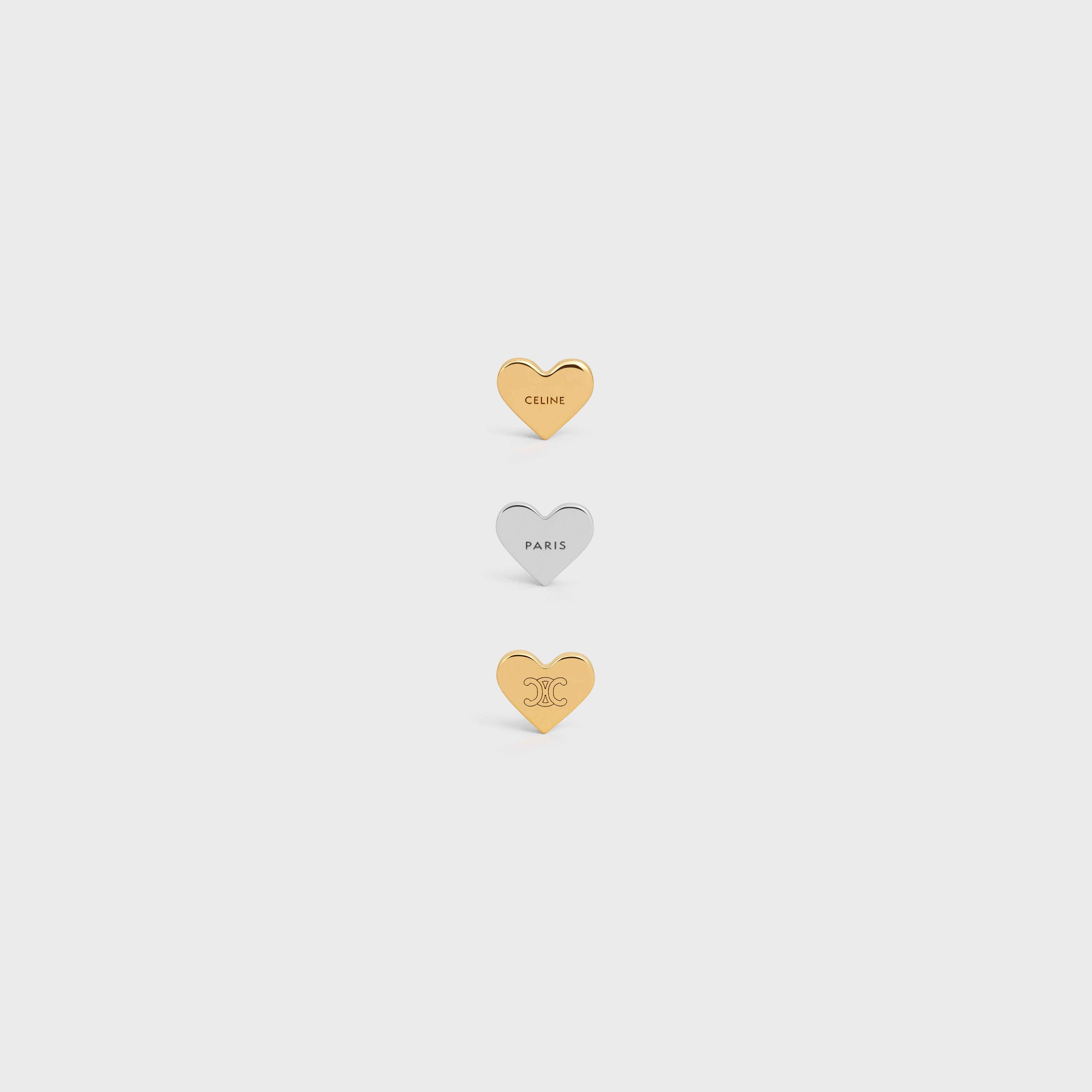 Celine Separables Set of 3 Heart Studs in Brass with Gold and Rhodium Finish - 1