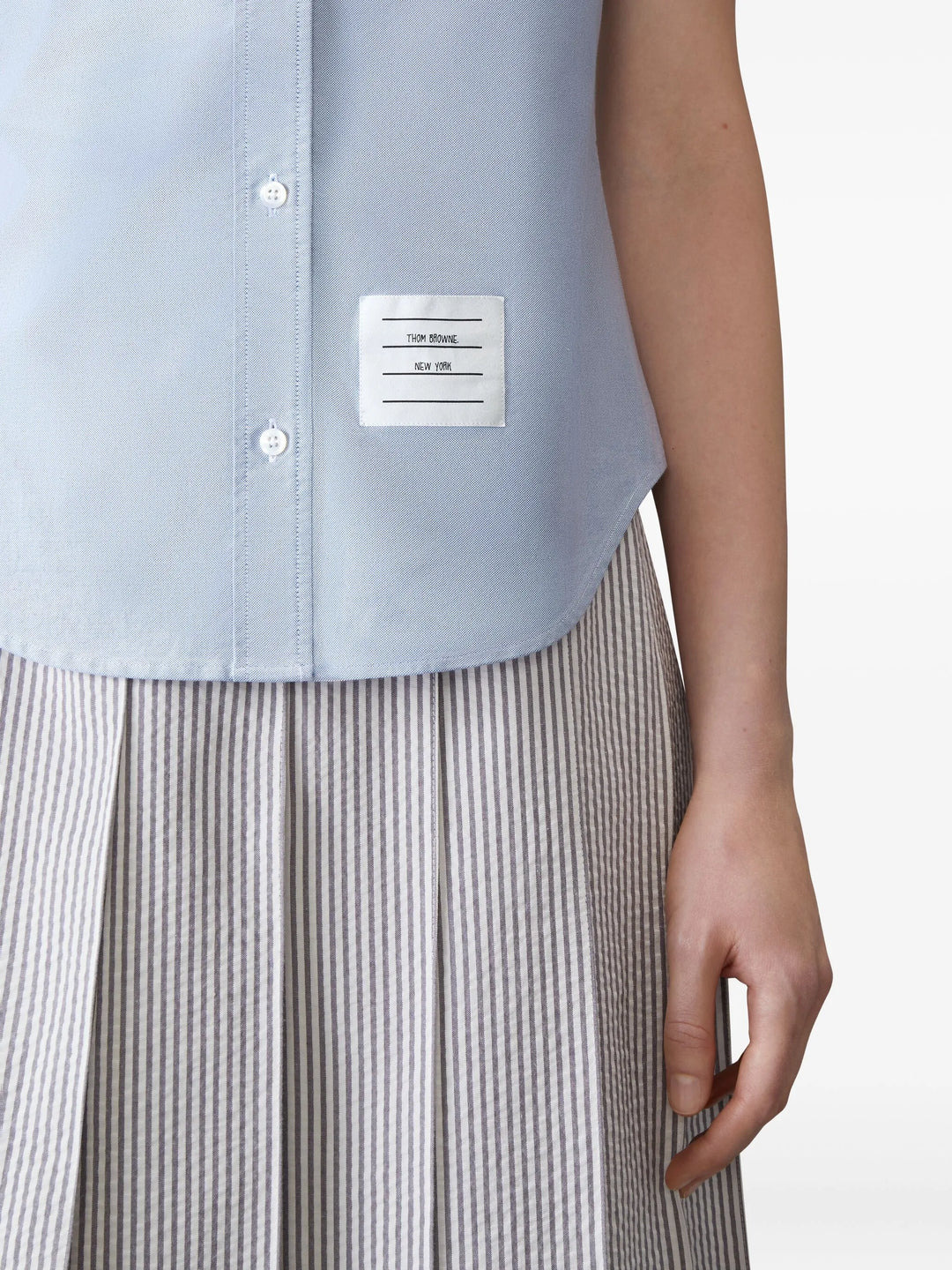 Oxford Round Collar Short Sleeve Shirt Women - 5