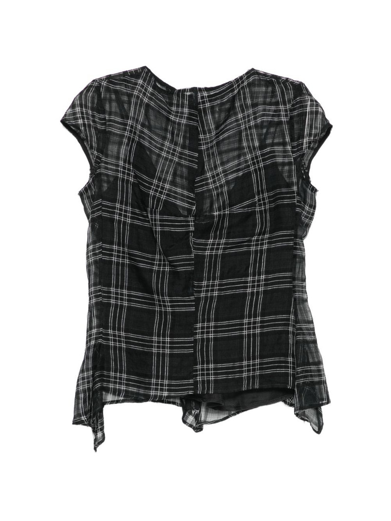 check-pattern sheer blouse 1