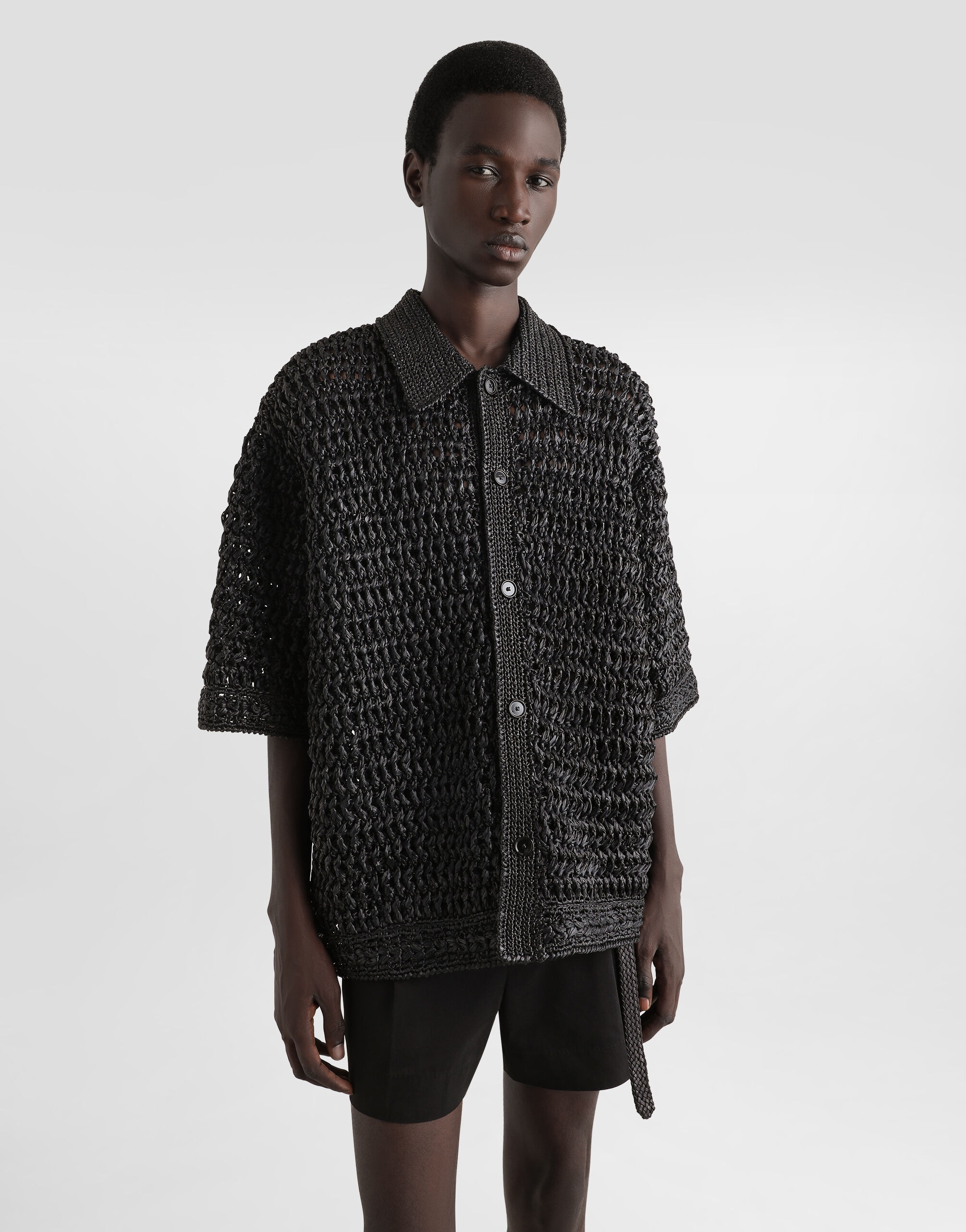 Viscose raffia crochet shirt - 4