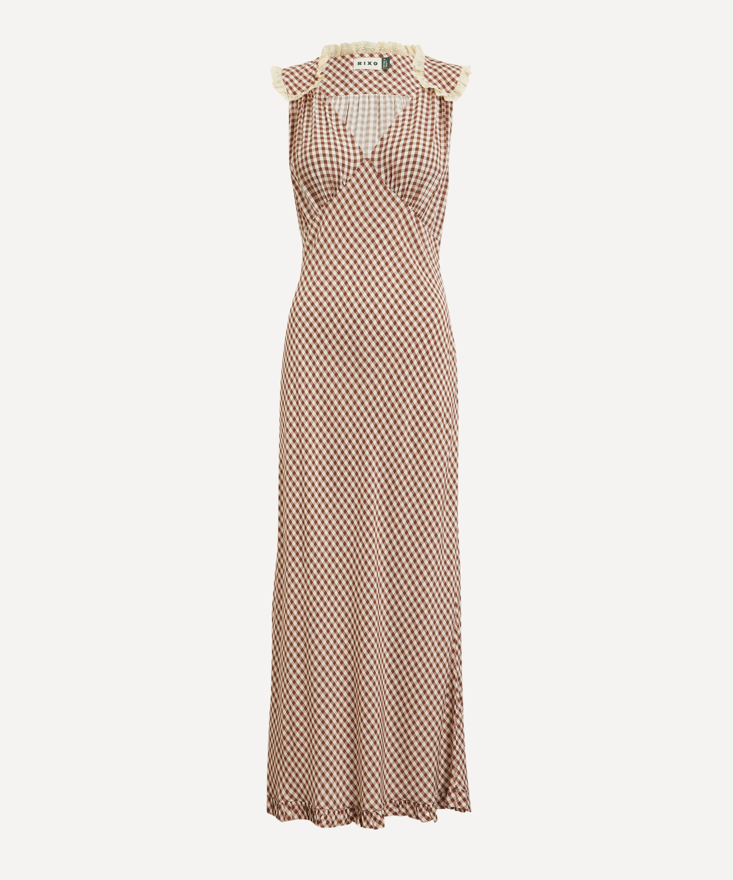 Chessie French Check Brown Midi Dress - 1