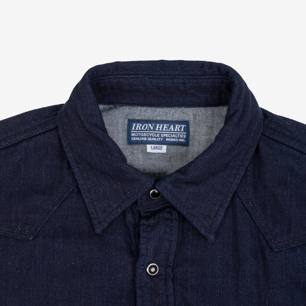 IHSH-347-IND 10oz Double Cloth Denim CPO Shirt - Indigo - 7