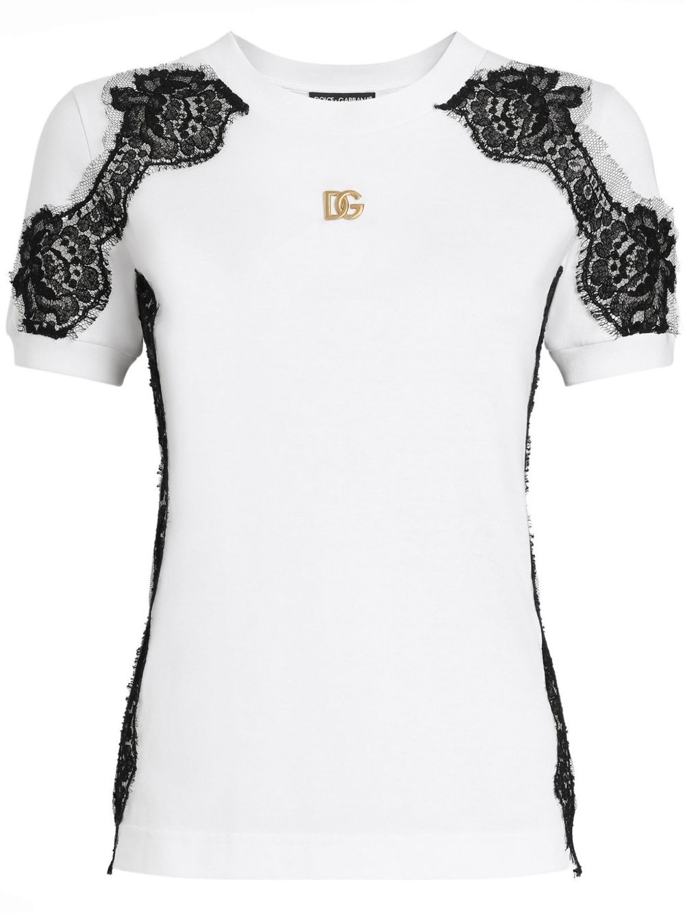 lace-detailed T-shirt - 1