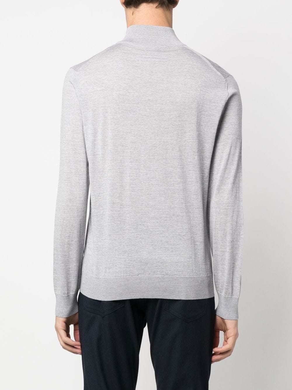 fine knit wool zip-up cardigan - 4