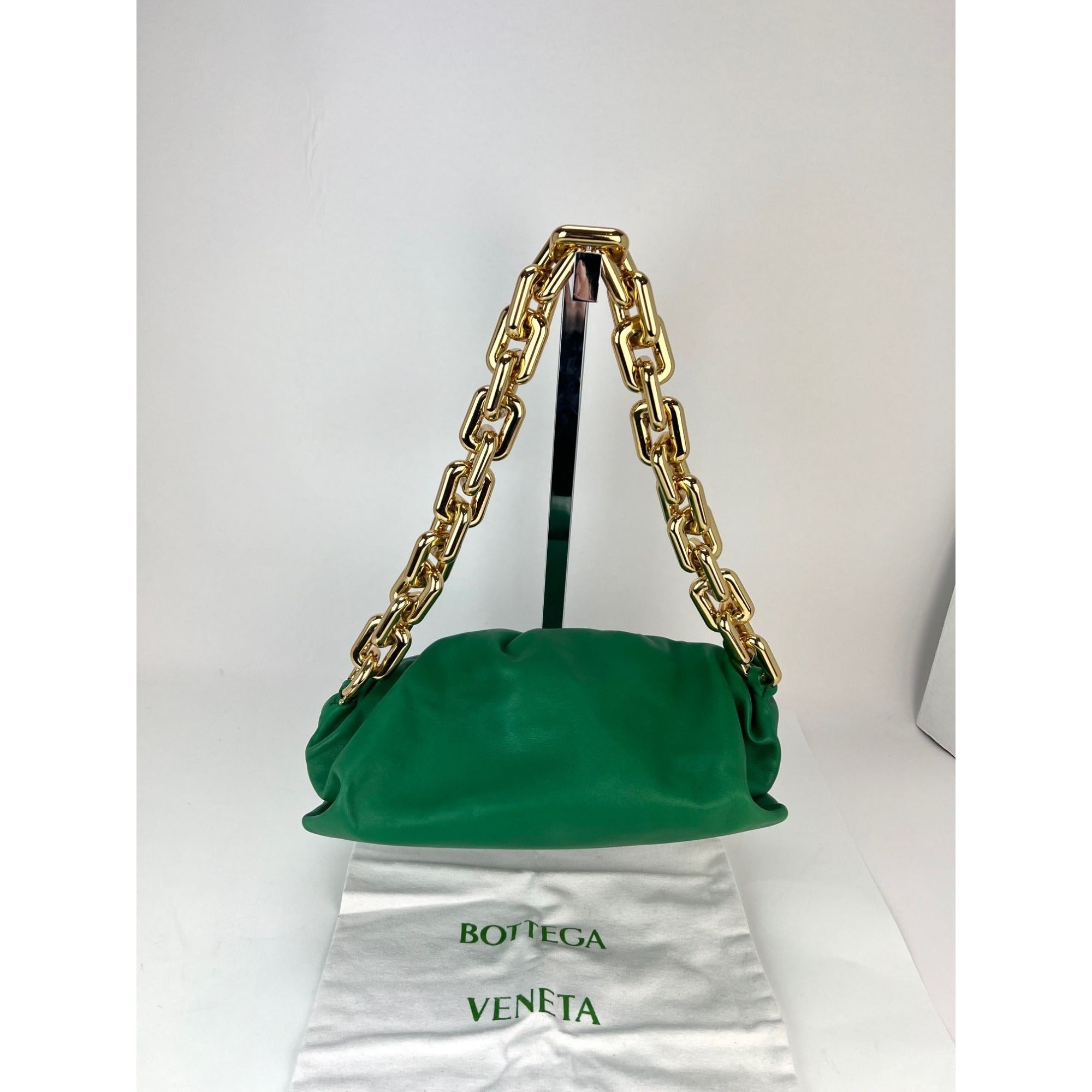 Bottega Veneta Green Chain Leather Pouch Bag  Clutch - 2
