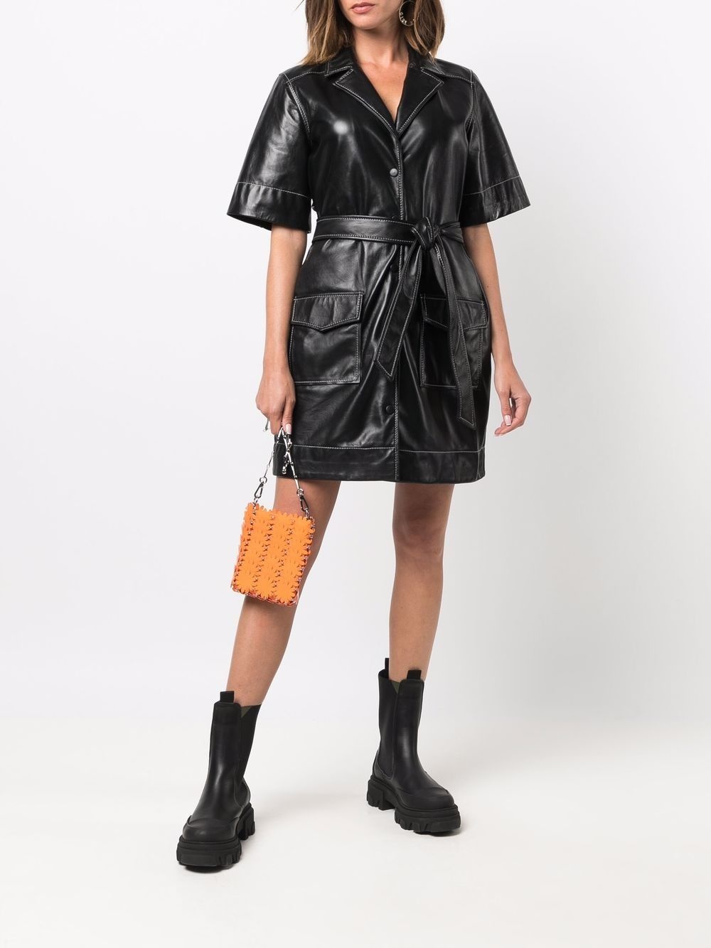 leather shirt minidress - 2