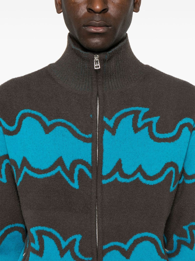 jacquard zip-up cardigan 5