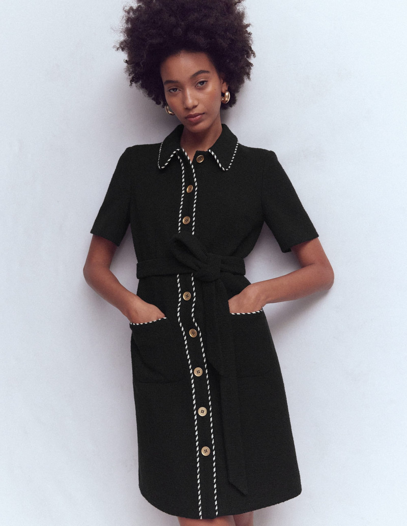 Loren Trim Short Dress-Black 5