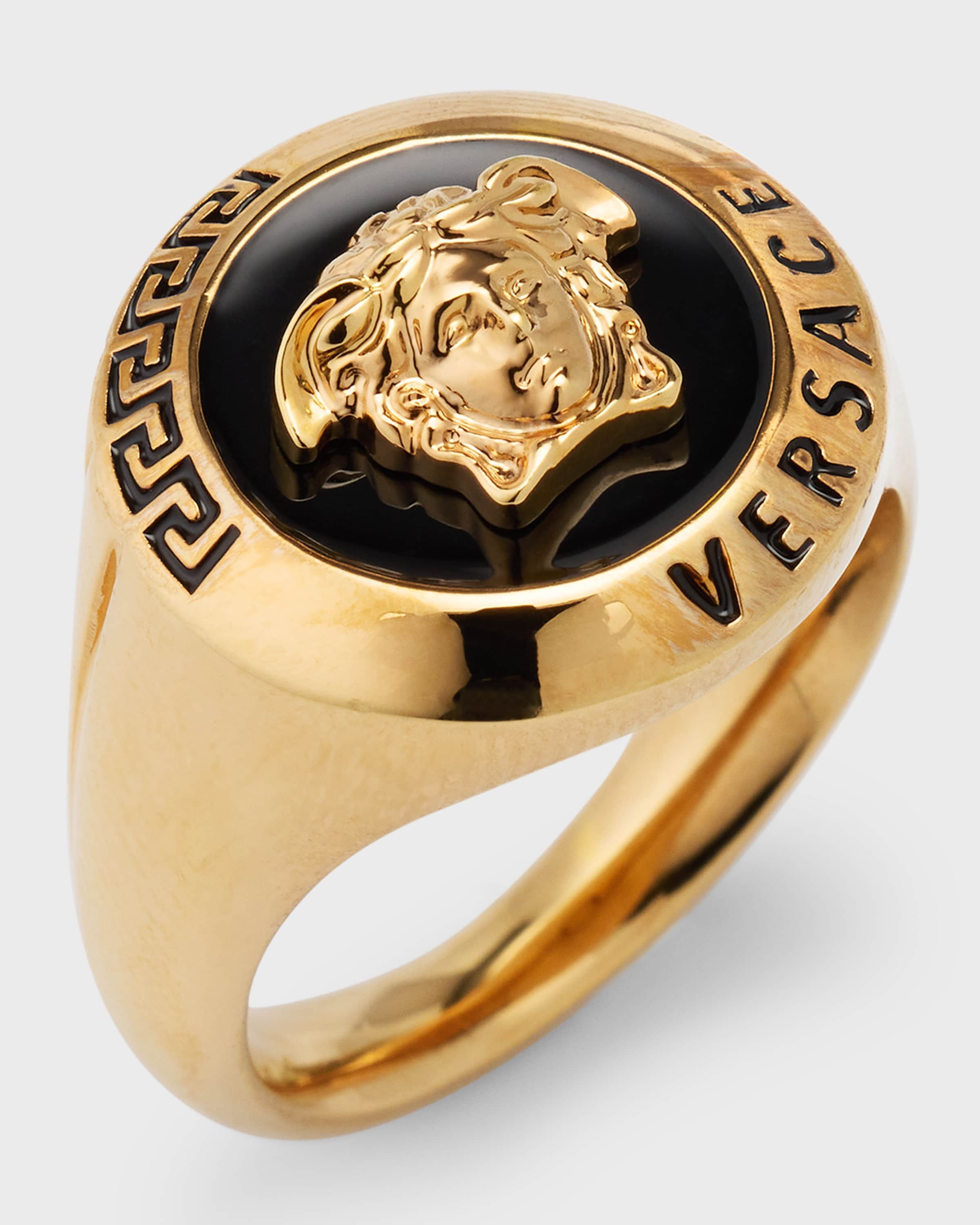 VERSACE Men's Enamel Medusa Signet Ring | neimanmarcus
