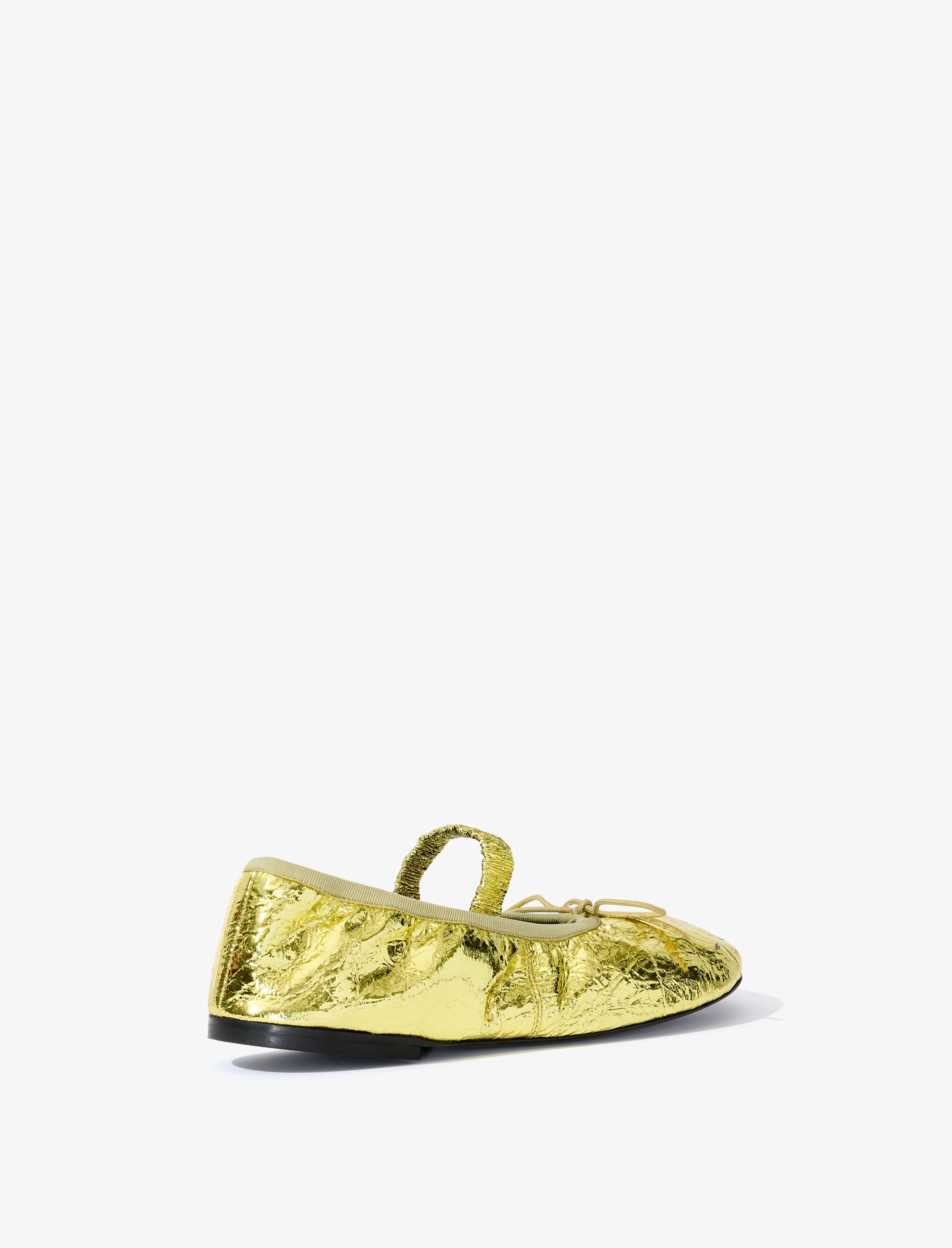 Glove Mary Jane Ballet Flats in Crinkled Metallic - 3