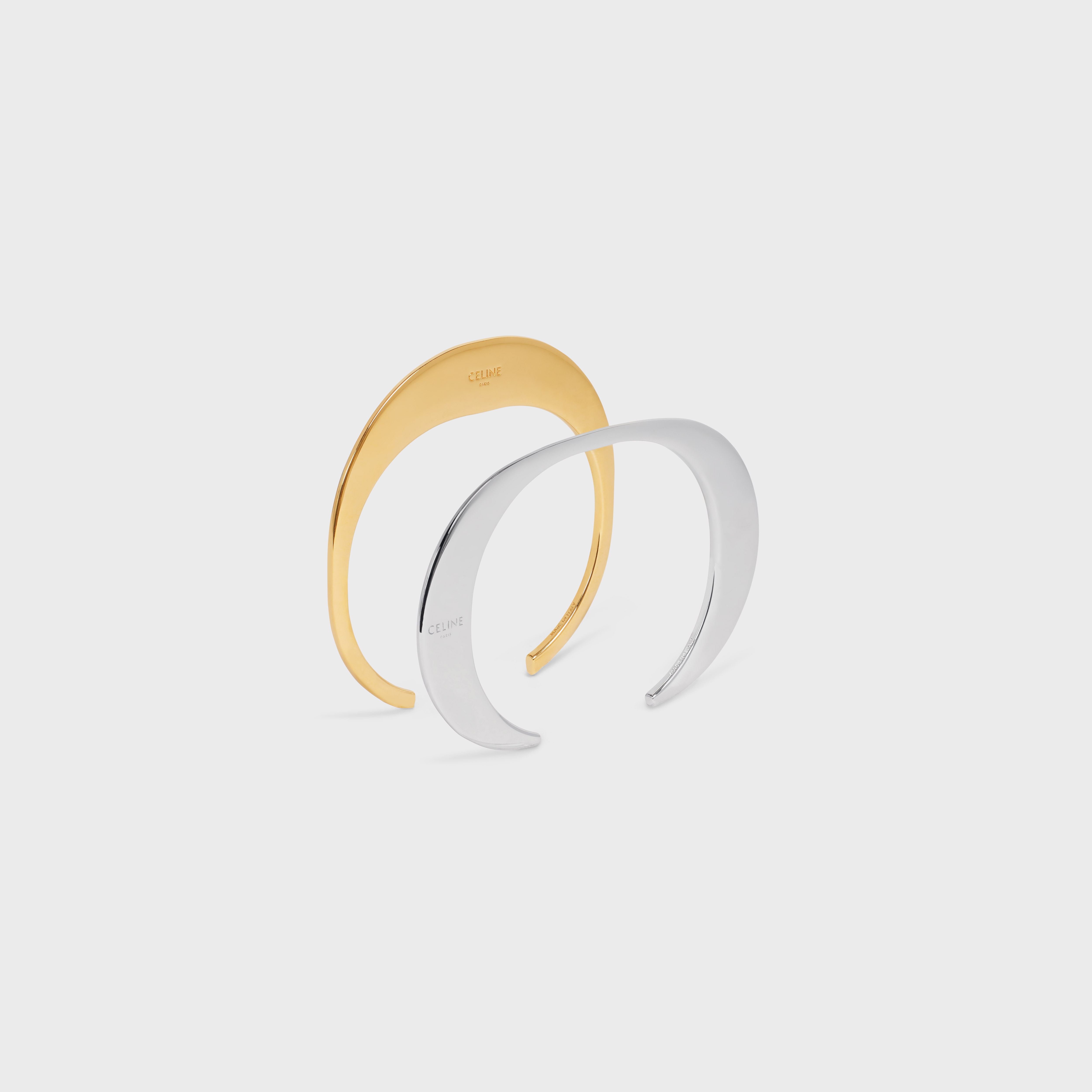 Formes Abstraites Set of 2 Cuffs in Brass with Gold and Rhodium Finish - 2