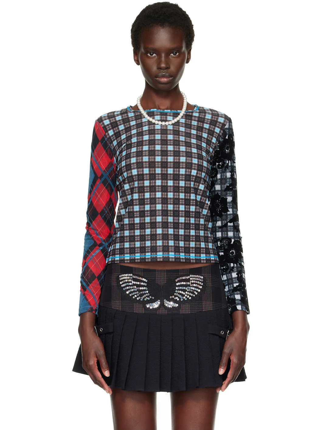 Blue Par Flocked Mesh T-shirt - 1