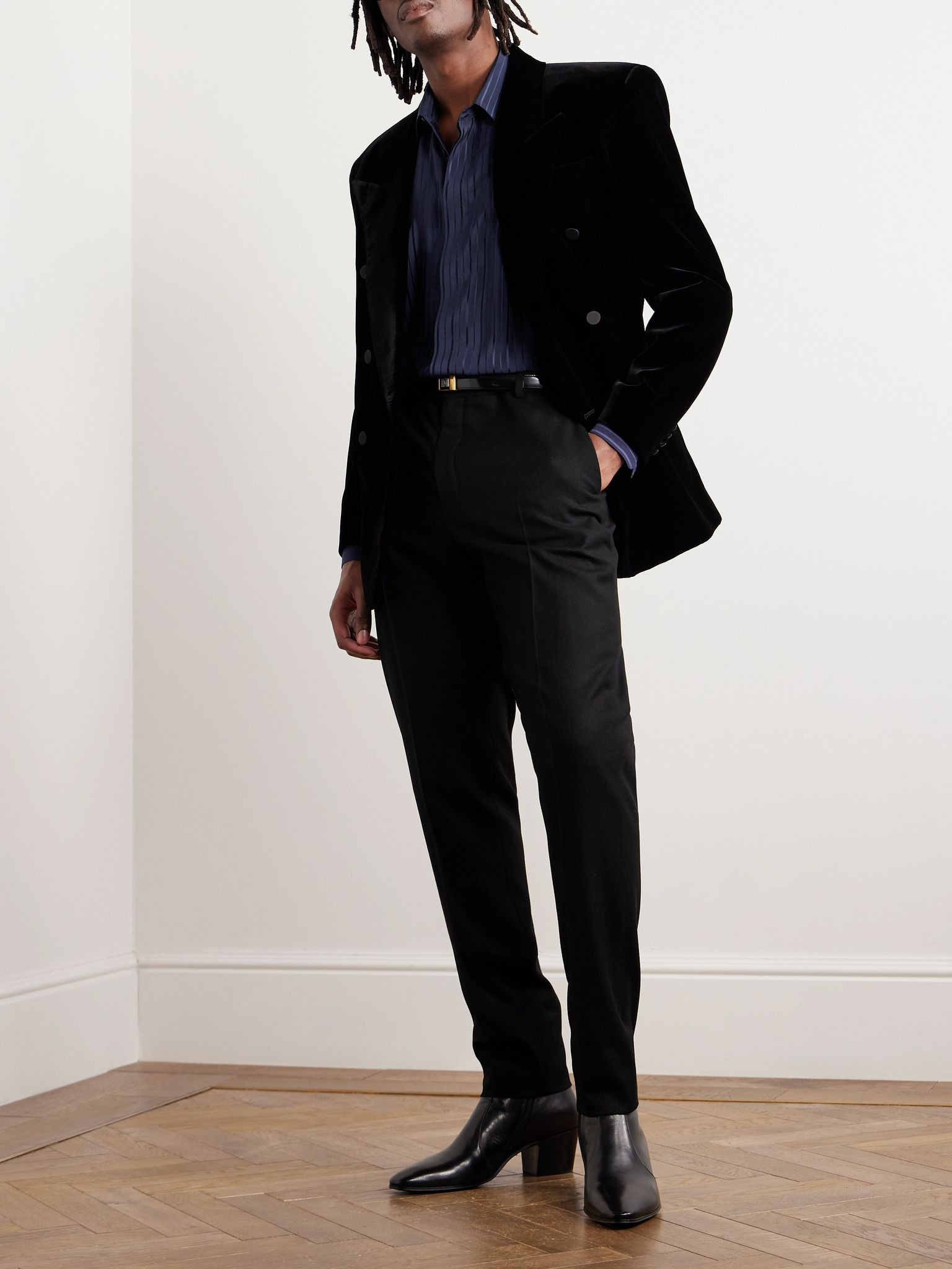 Striped Silk Shirt Navy - 2
