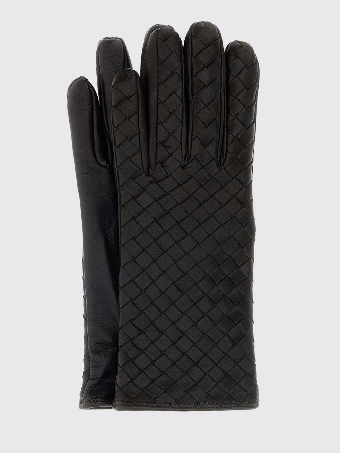 Bottega Veneta Women Woven Lambskin Gloves Bottega Veneta With Cashmere Lining - 1
