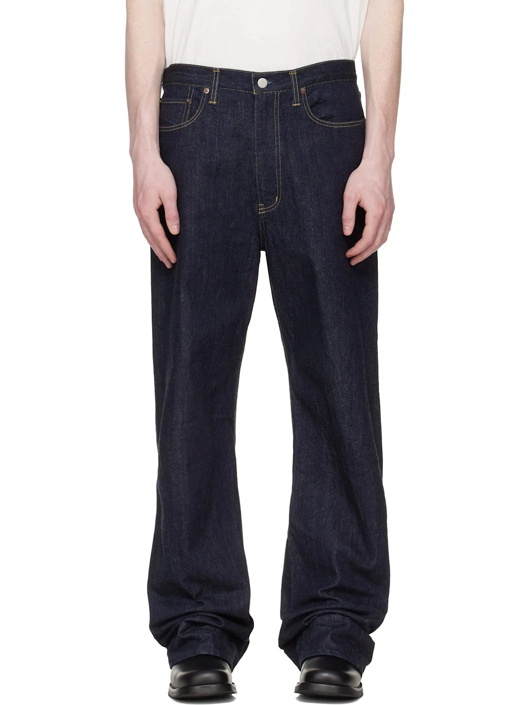 Navy Twist Cut Jeans - 1