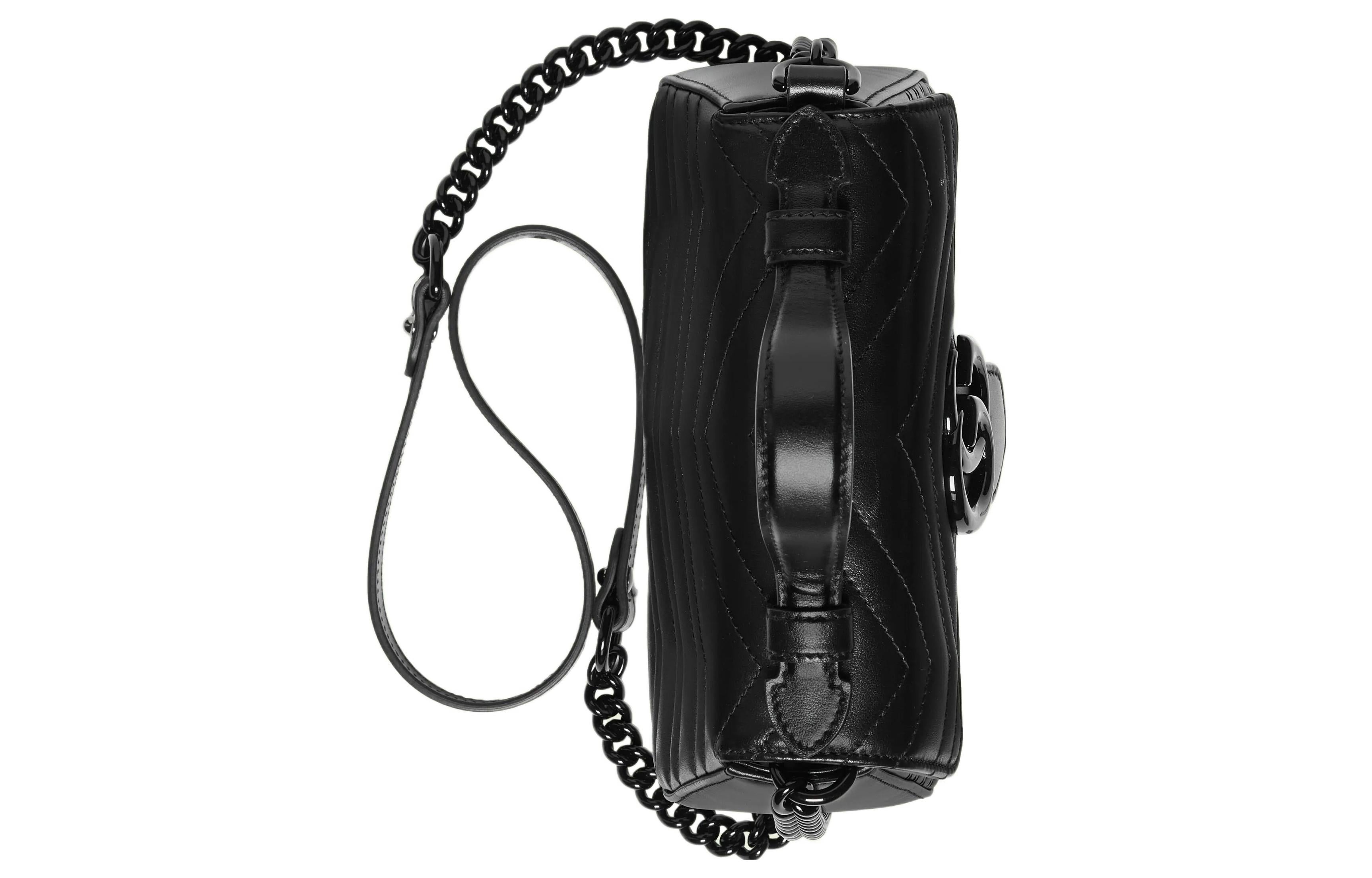 (WMNS) Gucci GG Marmont Top Handle Bag 'Black' 702563-DTDFV-1000 - 5