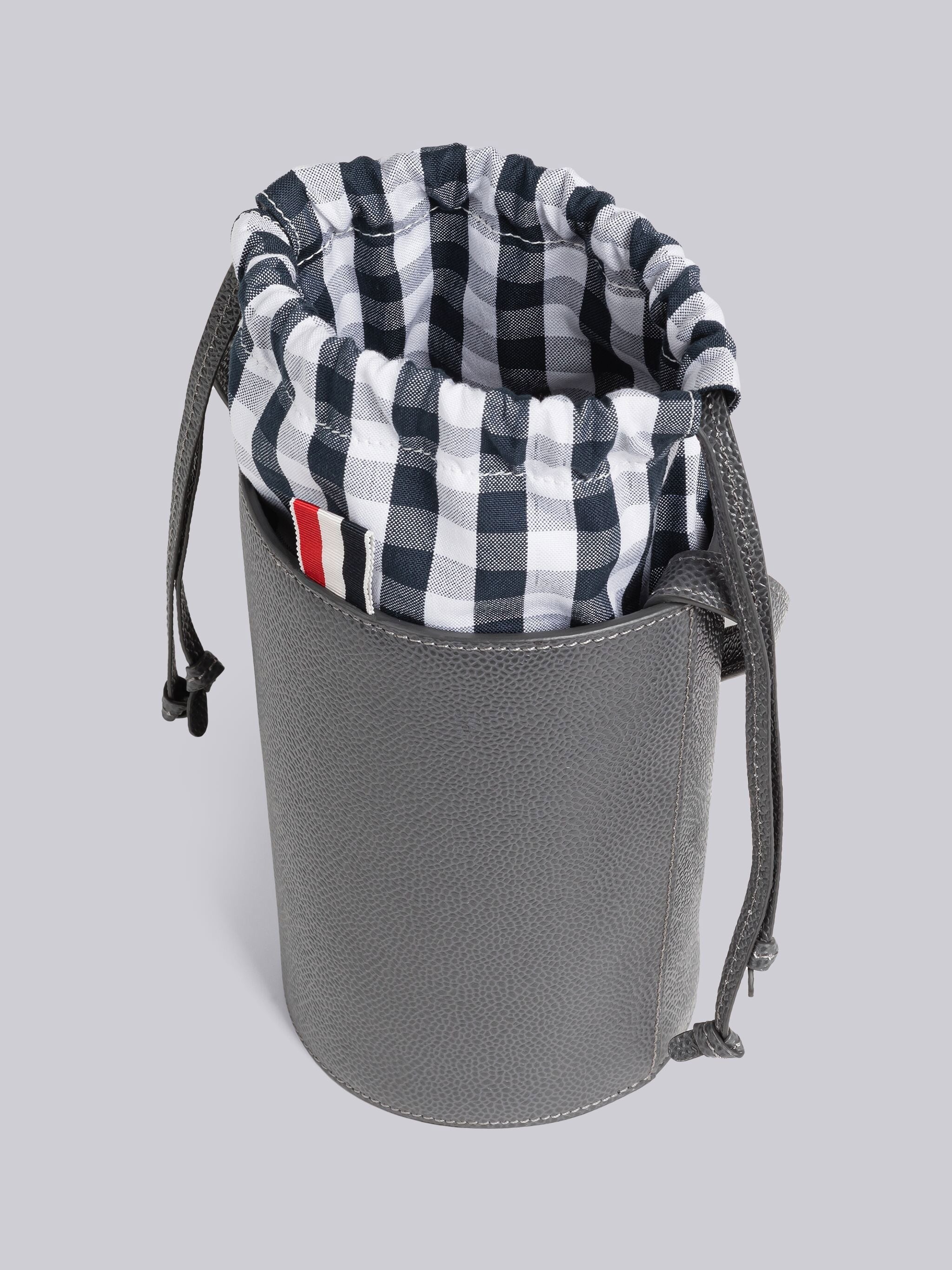 Pebble Grain Gingham Crossbody Mini Bucket Bag - 5