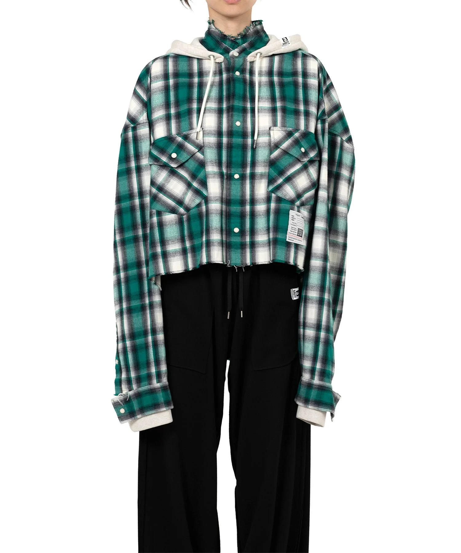 Hoodie Combine Checkered Shirt - 1