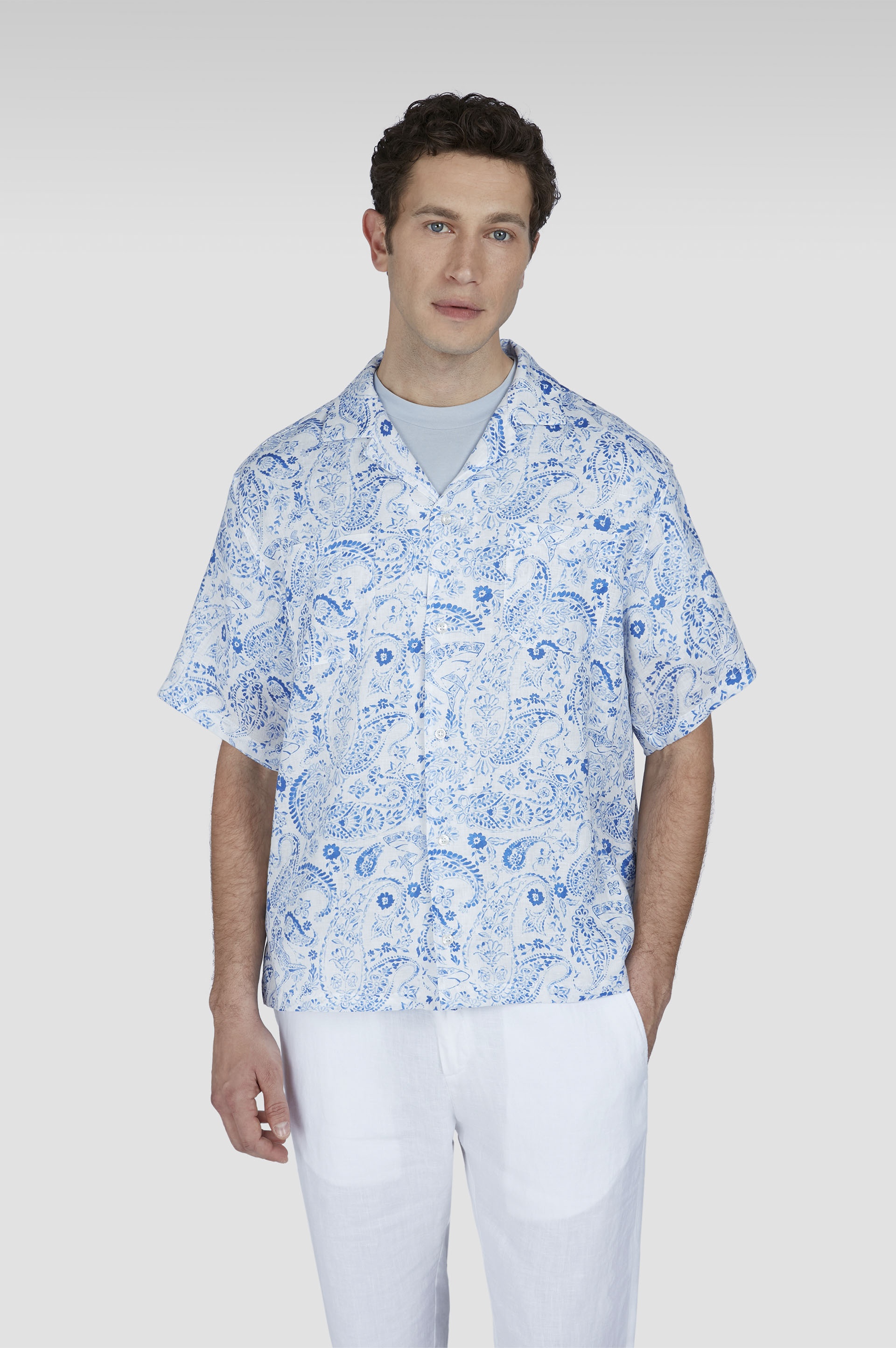 LINEN SHIRT WITH PAISLEY PRINT - 6