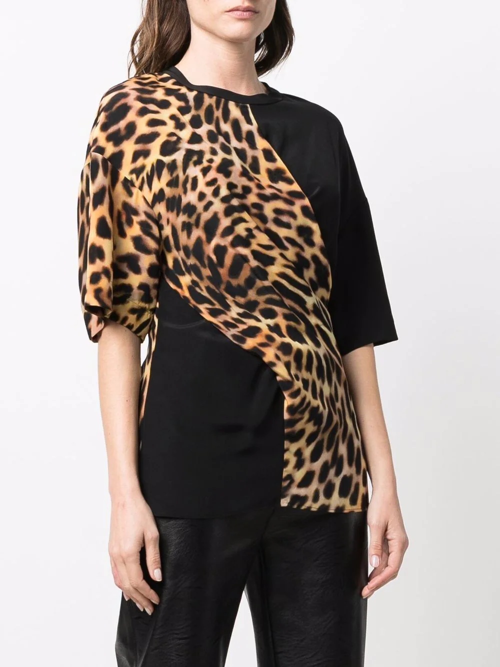 cheetah print panel T-shirt - 3