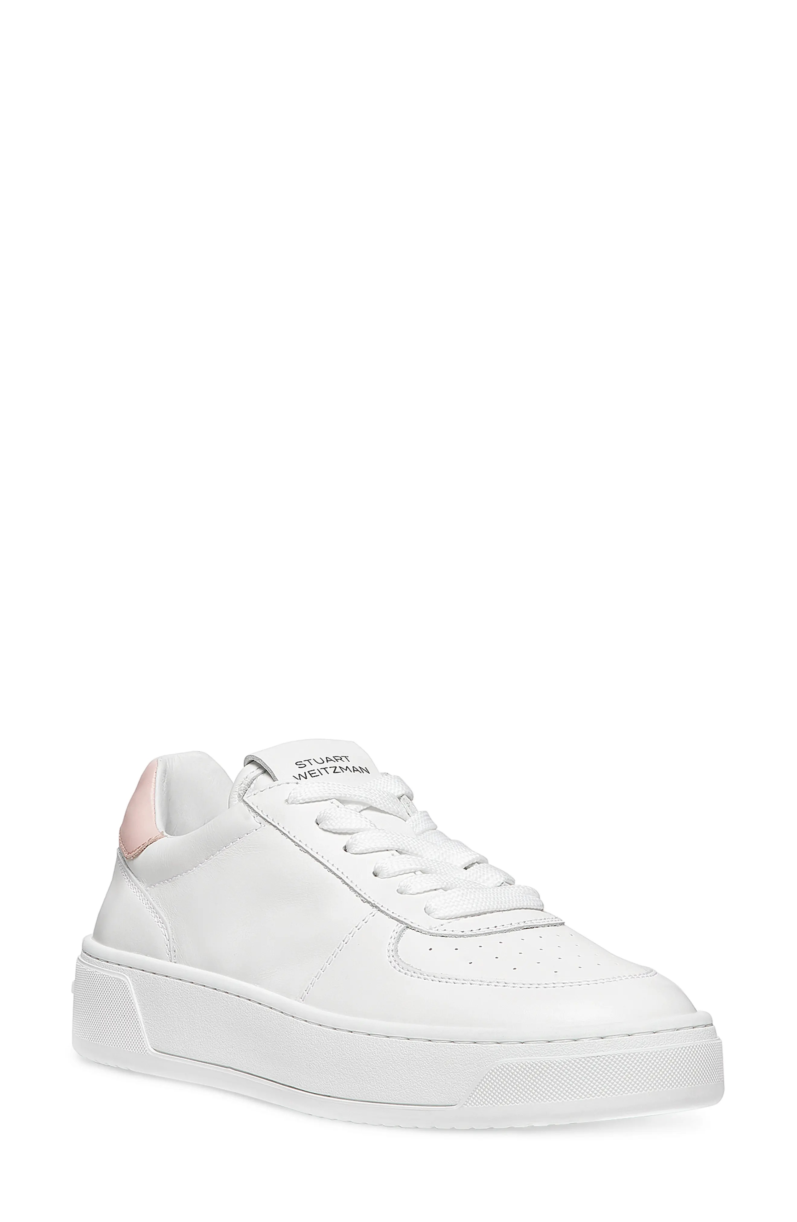 Courtside Sneaker in White/Pink Leather - 1