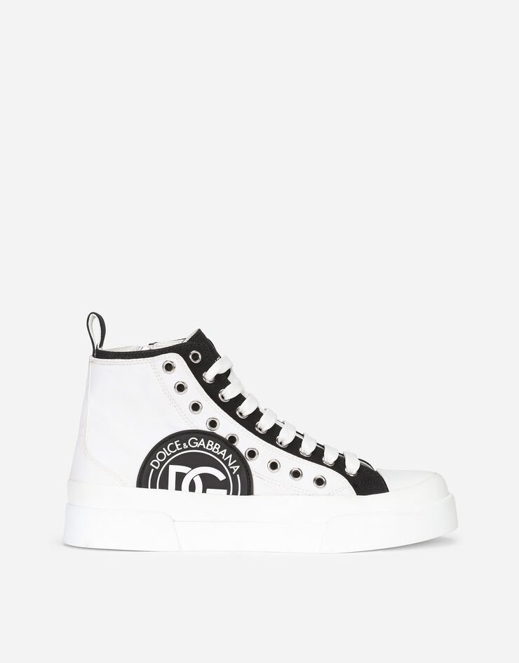 Two-tone canvas Portofino Light mid-top sneakers with DG logo - 1