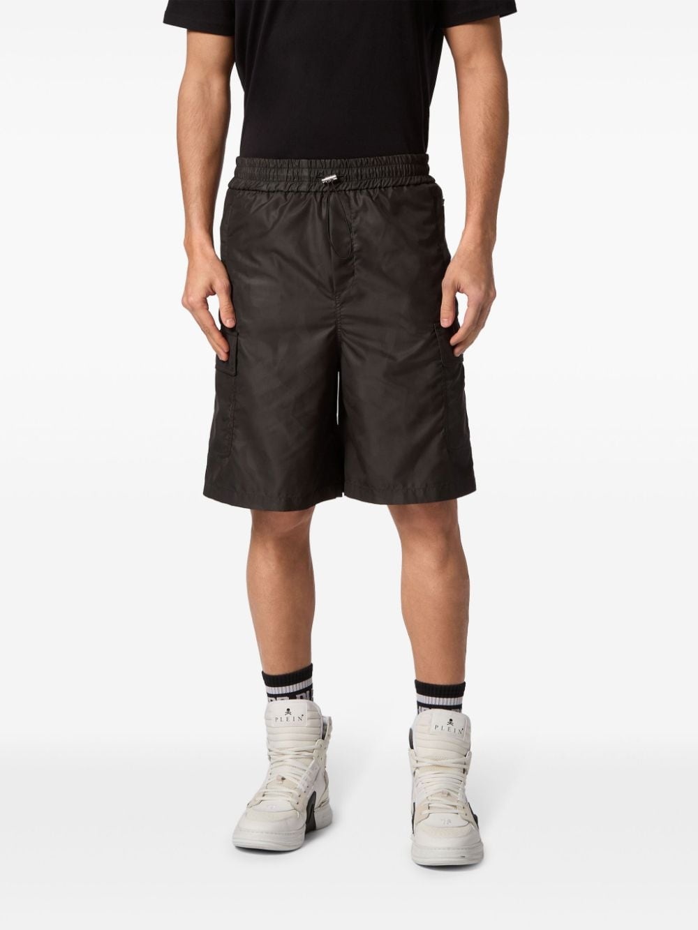 drawstring cargo shorts - 4