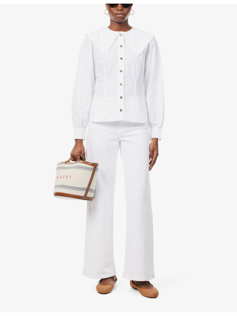 FRAME Le Slim Palazzo wide-leg high-rise stretch-cotton jeans outlook