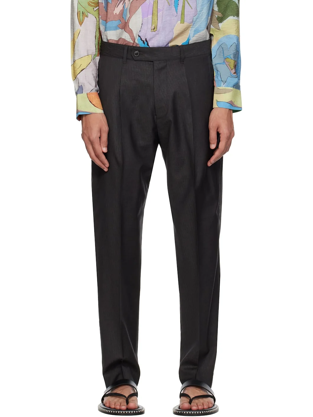 Brown Pleated Trousers - 1