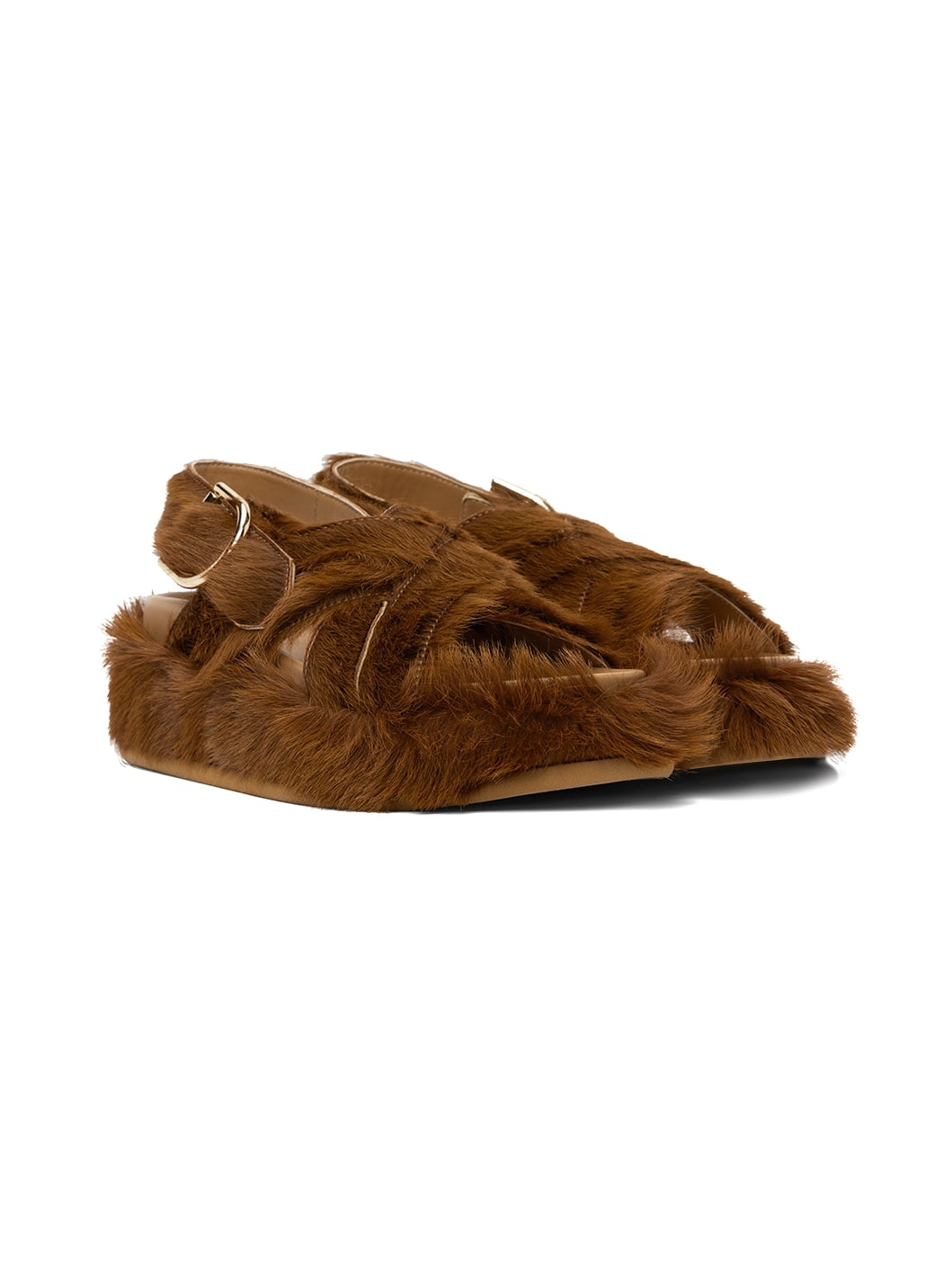 SSENSE Exclusive Brown Faux-Fur Sandals - 4