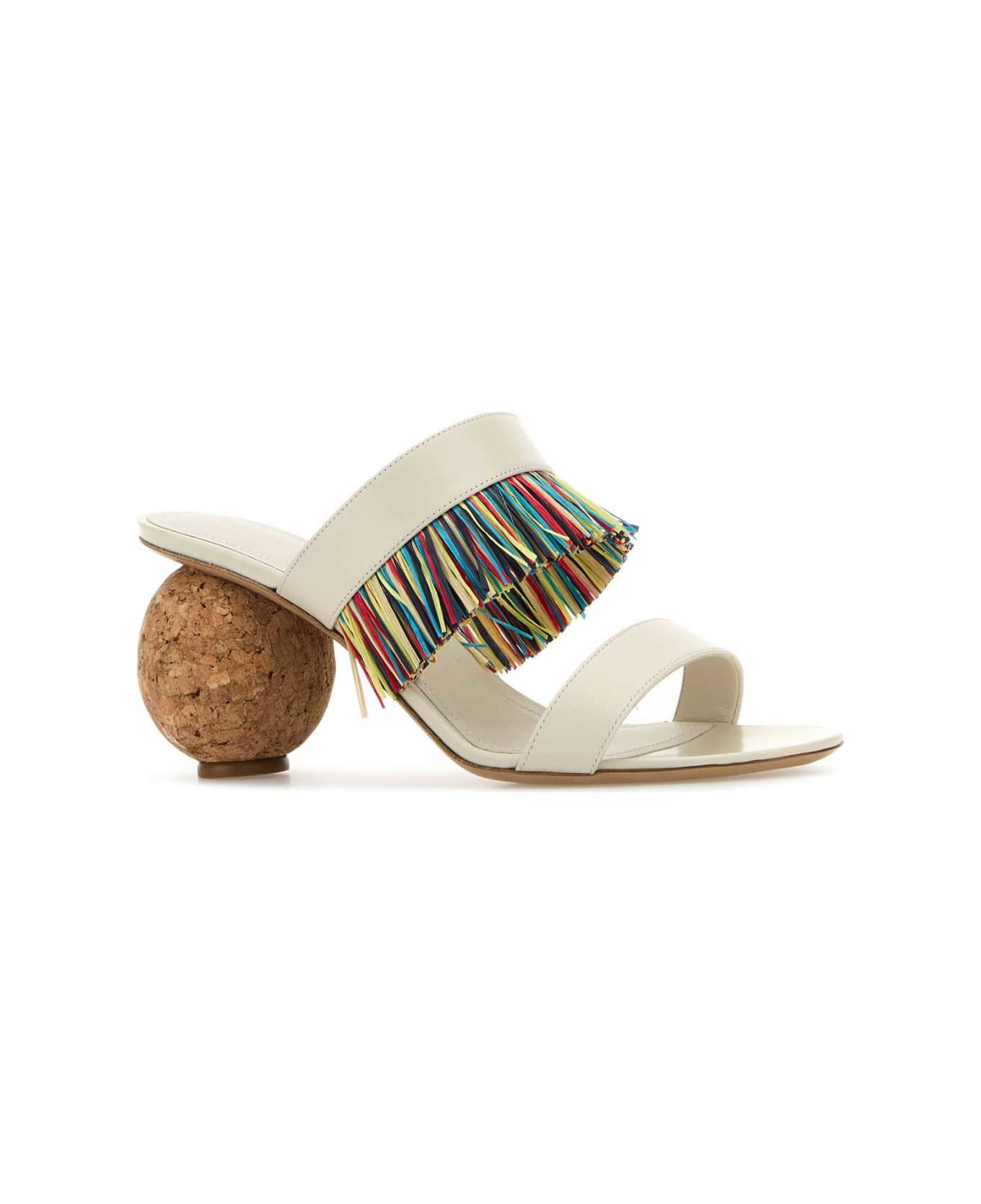 Ivory Leather Mules - 2