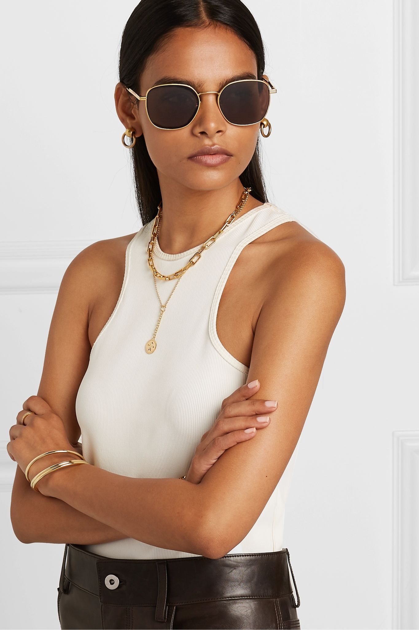 Light Ribbon square-frame gold-tone sunglasses  - 6