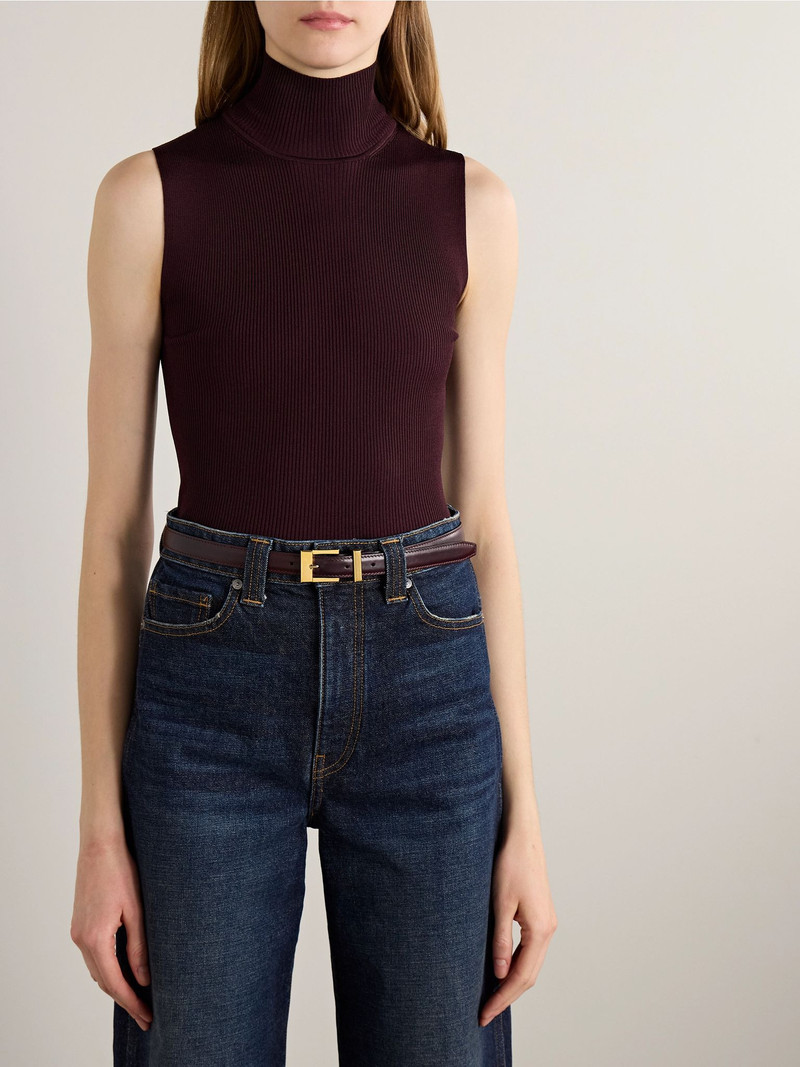 KHAITE Manhattan leather belt Burgundy outlook