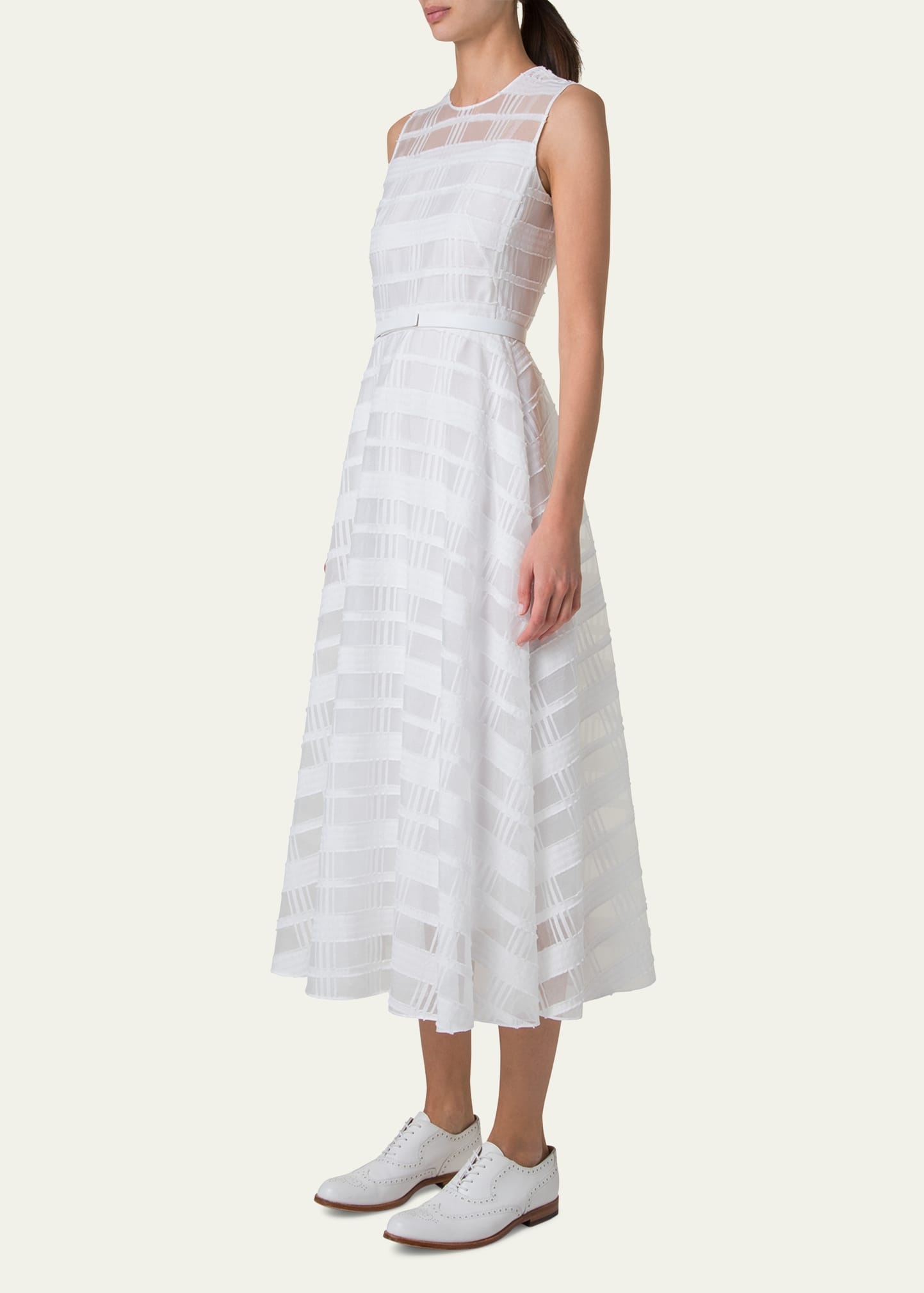 Check Silk Organza Midi Dress - 4
