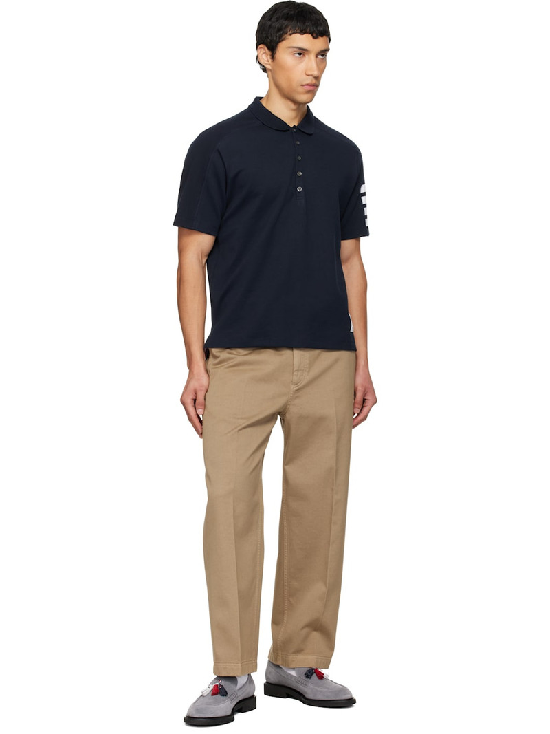 Thom Browne Navy Milano Cotton 4-Bar Polo outlook