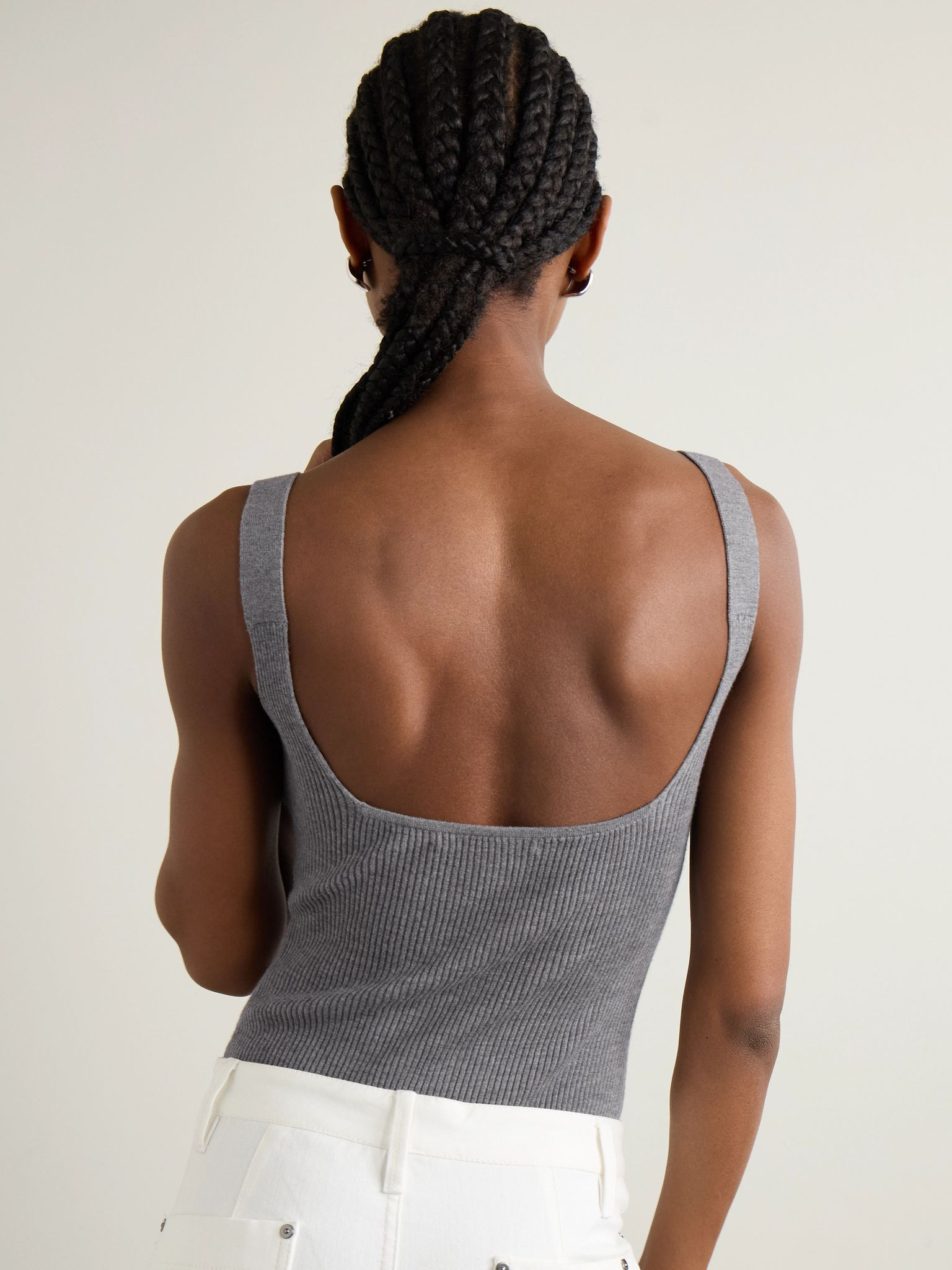 Ribbed merino wool bodysuit Gray - 4