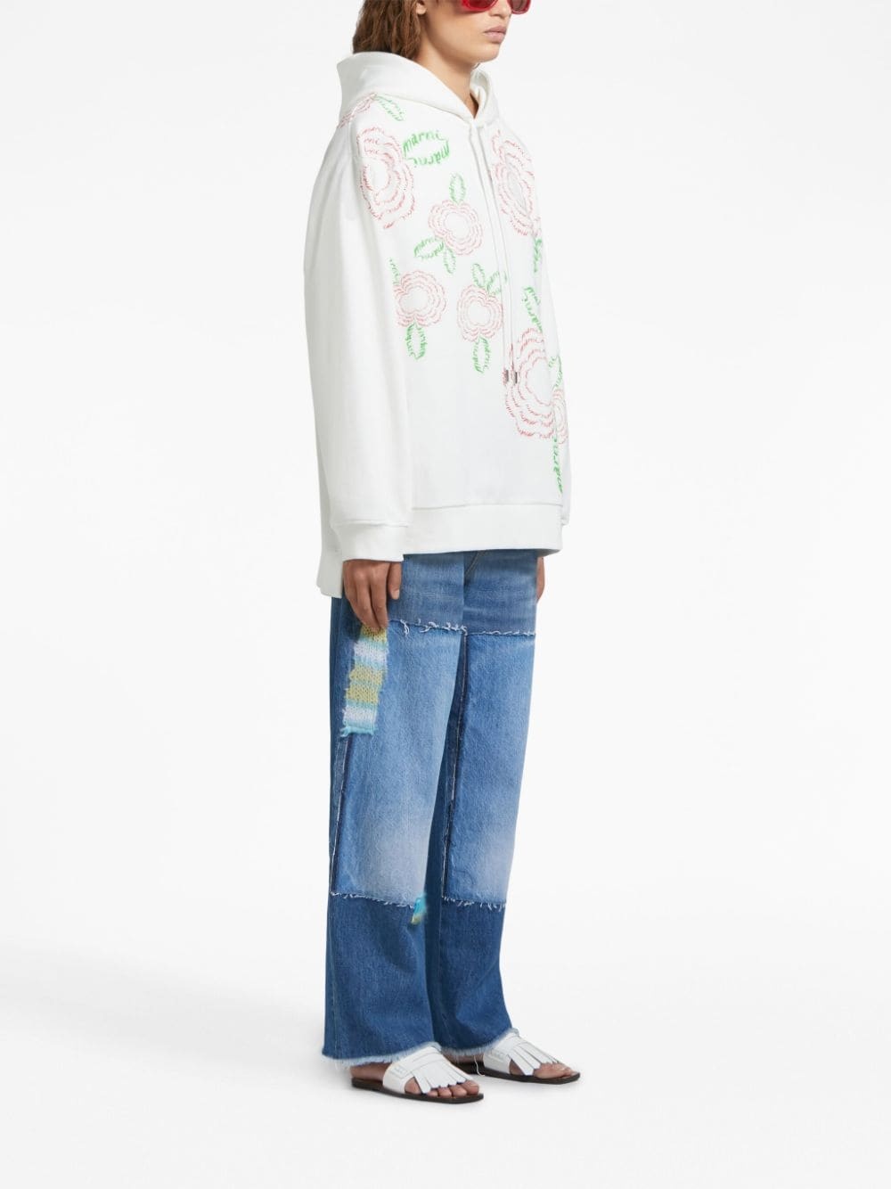 rose-print cotton hoodie - 2