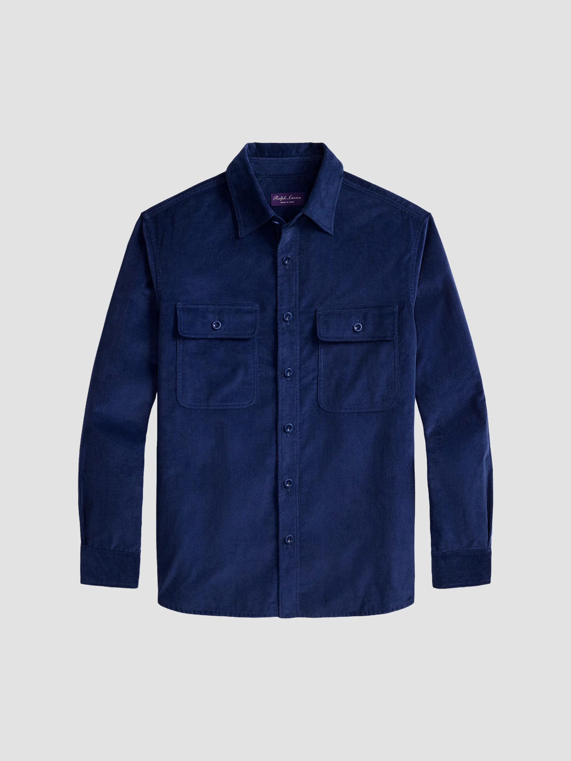 Men's Sea Island Corduroy Sport Shirt - Steel Blue - 1