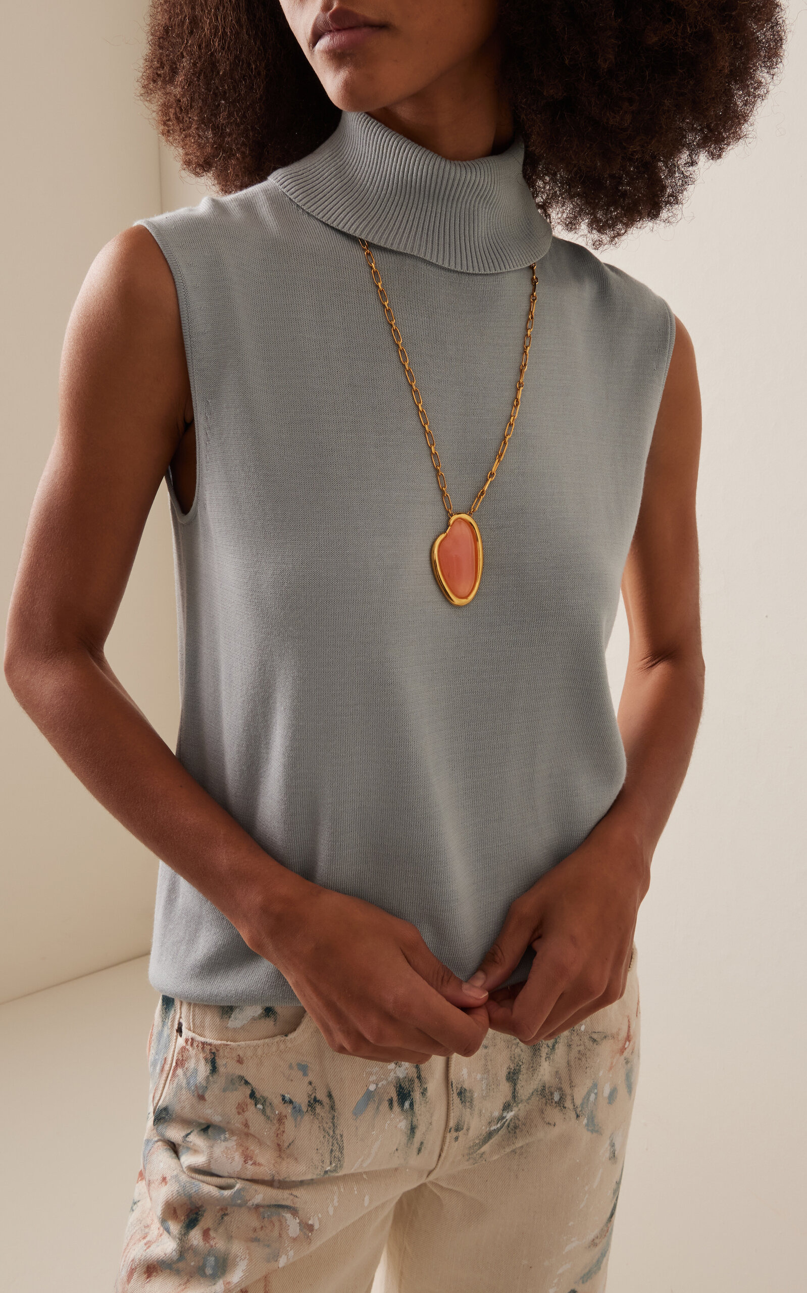 Resin O Pendant Necklace orange - 2