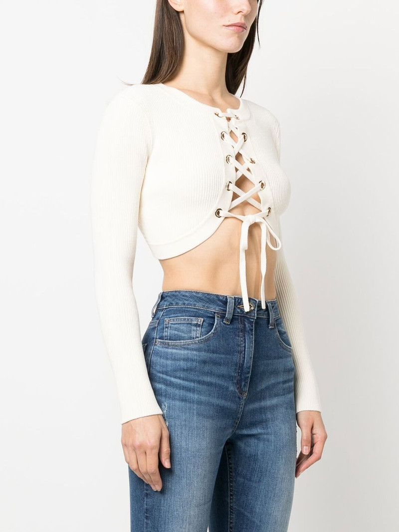 lace-up cropped cardigan 3