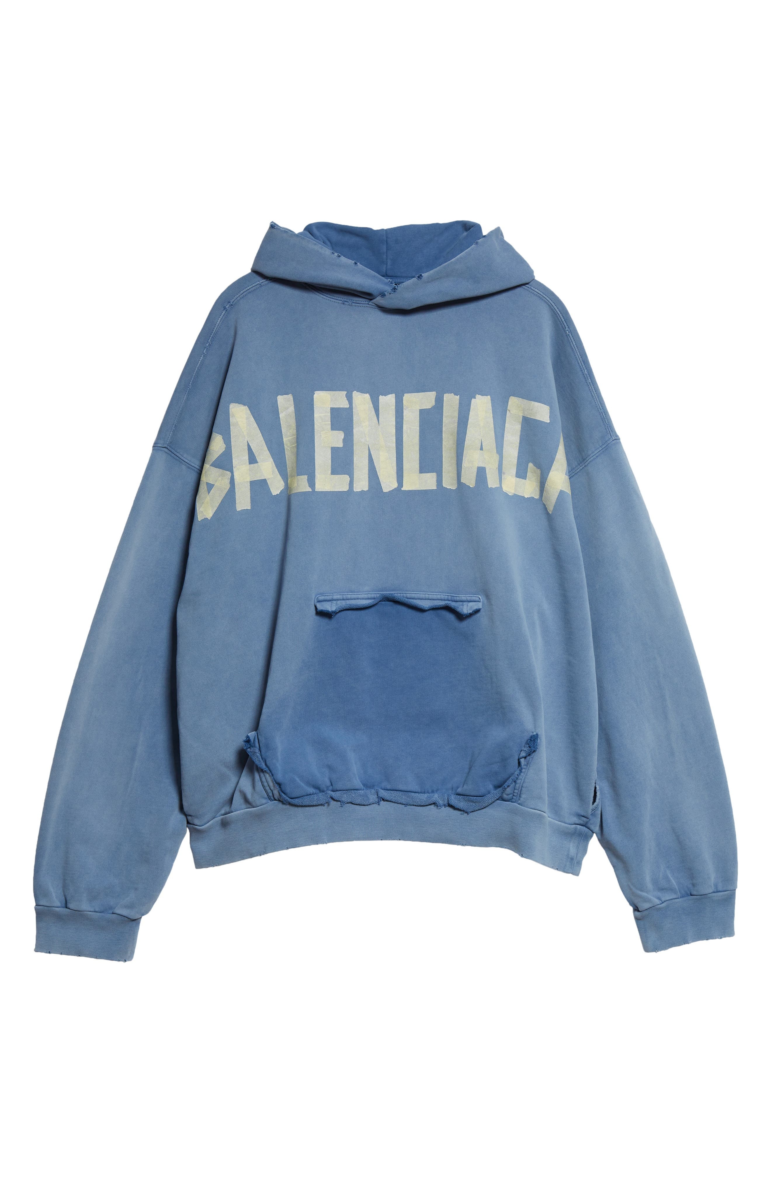 Tape Logo Distressed Cotton Hoodie - 5
